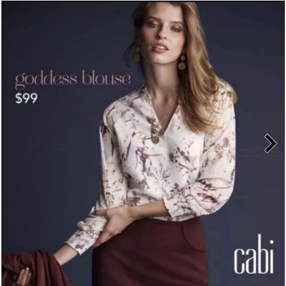 Cabi Goddess Artsy Bishop Sleeveless Blouse Women Size M Classic Office Career